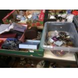 Two boxes of costume jewellery, jewellery bags etc