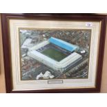 A framed aerial photograph of Goodison Park