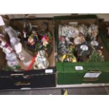 2 boxes of miscellaneous items including barometer, pottery, figures etc
