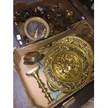 Two boxes of brassware