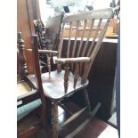 An oak rocking chair