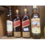 4 bottles of whisky - Famous Grouse, Bells and 2 Johnny Walker Red Label.