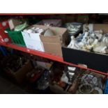 14 boxes + a vintage case of misc items to include glassware, cut glass, ceramics, ornaments,