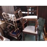 Assorted chairs including a set of four Regency mahogany chairs, a green reclining armchair etc.