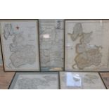 Five assorted maps of Lancashire, including Charles Smith, Bowen, John & Charles Walker, 18th/19th