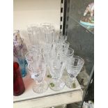Waterford crystal 'Hibernia' champagne glasses x 4 and 11 sherry glasses