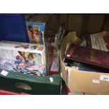 Box of toys including Lego, Star Wars, Playmobil and Meccano and a box containing Wii games,