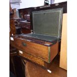 A Victorian writing slope with glass inkwells ang a small inlaid wooden box