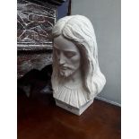 A plaster bust of Jesus, height 30cm.
