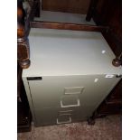 A 2 drawer metal filing cabinet