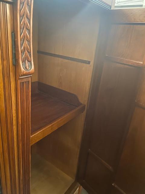 A late Victorian Aesthetic Movement walnut and coromandel wardrobe with Japanned brass panels and - Image 4 of 4