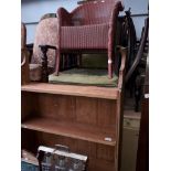 Pine shelves and a Lloyd Loom bedroom chair