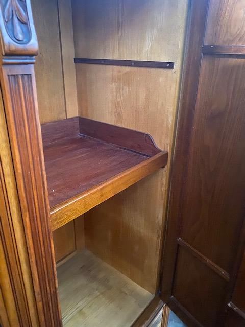 A late Victorian Aesthetic Movement walnut and coromandel wardrobe with Japanned brass panels and - Image 3 of 4