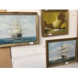 George Deakins oil on board, together with a pair of oils signed Longman.