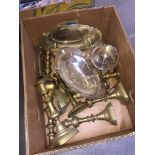 Box of brassware and other metalware