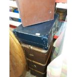 A military issue travel / work trunk with 2 additional vintage cases, having M. S. ( Margaret Semple