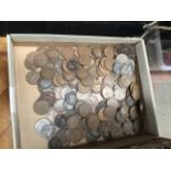 A box containing over 300 pre decimal pennies