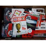 A box of football programmes, 300+ Manchester United homes league, FA Cup, League Cup, European Cup,