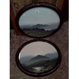 A pair of oval landscape oils signed Frank holme.