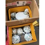 Two boxes of ivy pattern pottery
