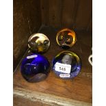 4 Caithness paperweights including limited editions Night Owl and Globe Trotter