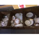 Three boxes of china and dinner ware