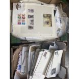Two boxes of stamp pages and covers