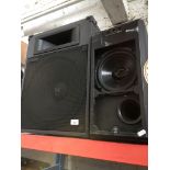 A pair of TOA speakers, model number SL150 and a Yamaha YST ST90 subwoofer.