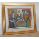 After Itzchak Tarkay (1935-2012), ladies drinking tea, serigraph in colours, 53cm x 41cm, limited