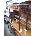 A mahogany console table with pierced fretwork, width 81cm, depth 26cm and height 75cm