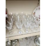 'Tramore' Waterford crystal; 3 goblets, 10 claret glasses, 6 white wine glasses and 4 port glasses
