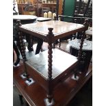 A Victorian walnut two tier whatnot with drawer, height 76cm, width 54cm and depth 47cm