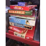 A bundle of games to include Monopoly, puzzle, draughts set, Connect 4, Scrabble, Dominoes, etc.