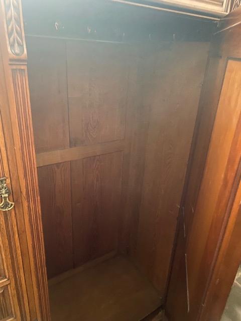 A late Victorian Aesthetic Movement walnut and coromandel wardrobe with Japanned brass panels and - Image 2 of 4