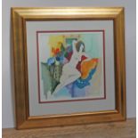 After Itzchak Tarkay (1935-2012), reclining nude, serigraph in colours, 30cm x 30cm, artist's