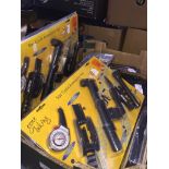 Box containing variuos tools, bike sets, screwdrivers, paint sets etc