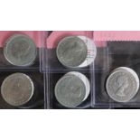 Elizabeth II (1952-present), five shillings, various dates, 1953 to 1970.