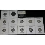 A group of thirteen ancient Roman coins to include 1 x Titus 79-81 A.D denarius struck 76 A.D as