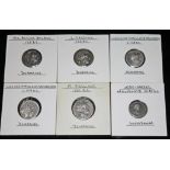 A group of six ancient coins to include 1 x L. Caecilius Metellus Diadematus c. 128 B.C denarius: