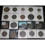 Twenty various tokens including 1 x Dublin Camac Kyan and Camack 1799 halfpenny token complete