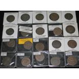 Twenty various tokens including 1 x Cheshire Macclesfield 1792 halfpenny d + h.76 var:edge reading