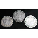 Elizabeth I (1558-1603), three shillings ( 1 x bell, 1 x 2nd issue m.n. cross crosslet 1560-61, 1