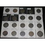 Twenty various tokens including 1 x Petersfield 1793 halfpenny token, 1 x Bristol Niblock + Hunter's