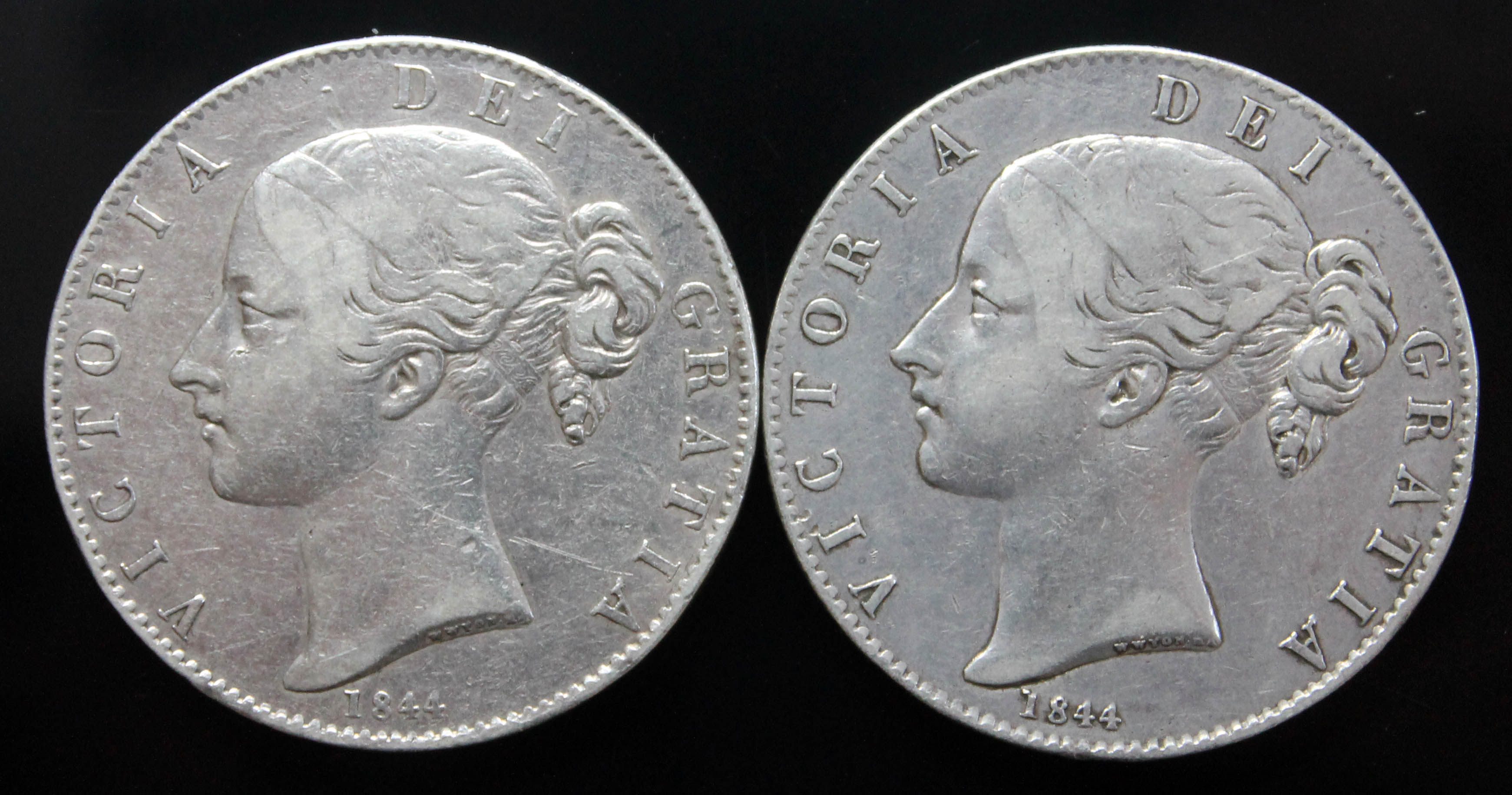 Victoria (1837-1901), two crowns, 1844, star stops.