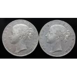 Victoria (1837-1901), two crowns, 1844, star stops.