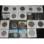 Twenty various tokens including 2 x George III 1811 3s bank of England token, 2 x George III 1s6d