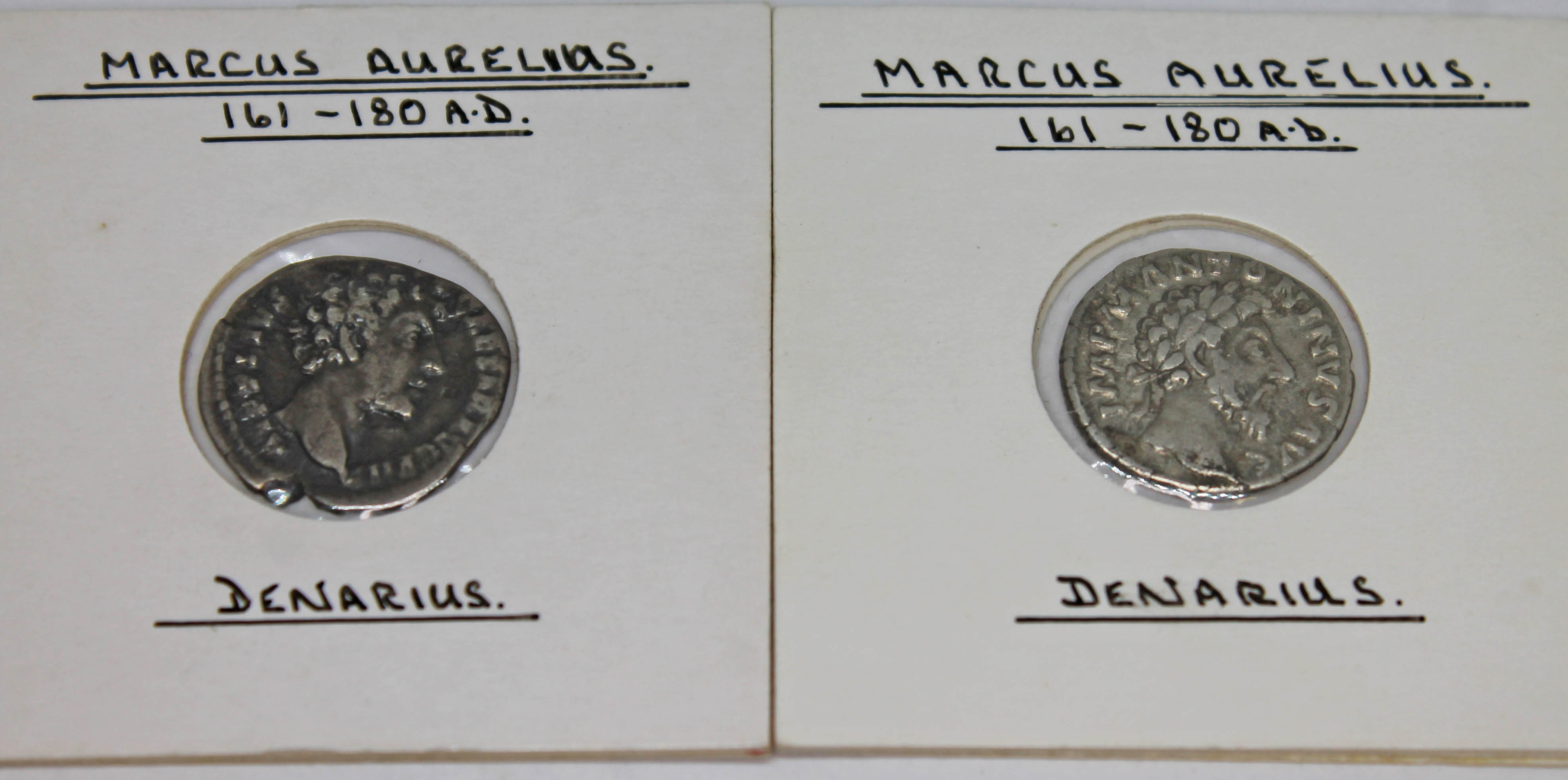 A group of nine ancient Roman coins to include 6 x Marcus Aurelius 161-180 A.D Denarius (2 x - Image 7 of 11