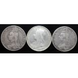 Victoria (1837-1901), three crowns, 2 x 1892 and 1 x 1897.