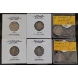 Charles II (1660-1685), six fourpences, various dates, 1671 to 1679.