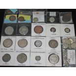 A collection of Indian coins to include 2 x Coorg Rajas gold fanam ca1820 Mercara mint, 41 x